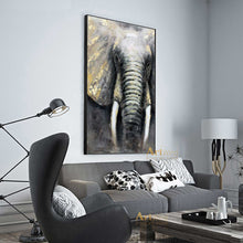 Load image into Gallery viewer, Oversized Gold And Gry Elephant Canvas Art Gold Leaf Art Dp044