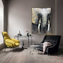 Load image into Gallery viewer, Oversized Gold And Gry Elephant Canvas Art Gold Leaf Art Dp044