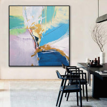 Load image into Gallery viewer, Minimalist Abstract Painting Blue Painting Gold Painting Large Wall Canvas Art Bp101