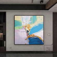 Load image into Gallery viewer, Minimalist Abstract Painting Blue Painting Gold Painting Large Wall Canvas Art Bp101