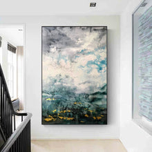 Load image into Gallery viewer, Green White Gold Abstract Painting Oversized Canvas Art Living Room Op088
