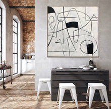 Load image into Gallery viewer, Black And White Oil Painting On Canvas For Living Room Kp050