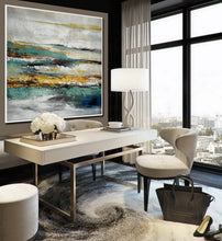 Load image into Gallery viewer, Turquoise Teal Blue Modern Texture Abstract Canvas Wall Art Ap089