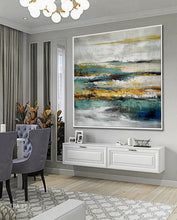 Load image into Gallery viewer, Turquoise Teal Blue Modern Texture Abstract Canvas Wall Art Ap089