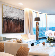 Load image into Gallery viewer, Brown And White Abstract Painting Oversized Artwork for Living Room Ap095
