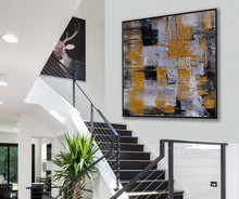 Load image into Gallery viewer, Gold Black Gray Minimal Abstract Painting Large Size Art Ap093