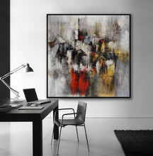 Load image into Gallery viewer, White Gray Red Texture Abstract Painting on Canvas Ap086