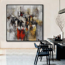 Load image into Gallery viewer, White Gray Red Texture Abstract Painting on Canvas Ap086