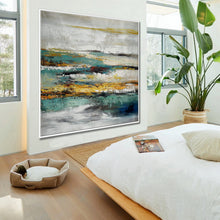 Load image into Gallery viewer, Turquoise Teal Blue Modern Texture Abstract Canvas Wall Art Ap089