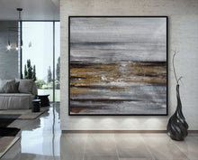 Load image into Gallery viewer, Gray Whhite Yellow Gold Abstract Painting Minimalist Abstract Oversize Ap084