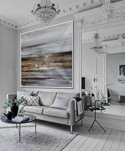 Load image into Gallery viewer, Gray Whhite Yellow Gold Abstract Painting Minimalist Abstract Oversize Ap084