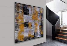 Load image into Gallery viewer, Gold Black Gray Minimal Abstract Painting Large Size Art Ap093