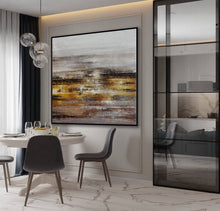 Load image into Gallery viewer, Gray Gold Brown Textured Abstract Artwork Oversized Art for Sale Ap088