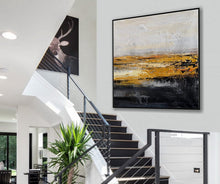 Load image into Gallery viewer, Black And White Gold Minimalist Abstract Oversize Canvas Wall Art Ap079