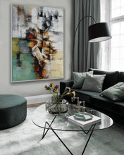Load image into Gallery viewer, Green Gray Abstract Painting For Living Room Office Art Ap077