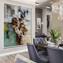 Load image into Gallery viewer, Green Gray Abstract Painting For Living Room Office Art Ap077