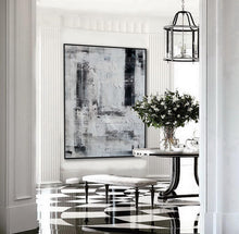 Load image into Gallery viewer, Oversize Minimalist Acrylic Painting on Canvas Black and White Ap043