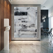Load image into Gallery viewer, Black and White Oversize Minimalist Acrylic Painting on Canvas Ap100