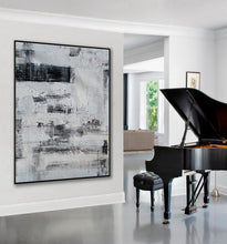 Load image into Gallery viewer, Black and White Oversize Minimalist Acrylic Painting on Canvas Ap100