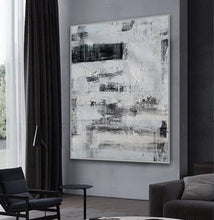 Load image into Gallery viewer, Black and White Oversize Minimalist Acrylic Painting on Canvas Ap100