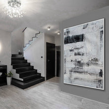 Load image into Gallery viewer, Black and White Oversize Minimalist Acrylic Painting on Canvas Ap100