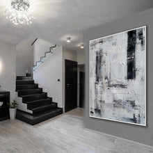 Load image into Gallery viewer, Oversize Minimalist Acrylic Painting on Canvas Black and White Ap043