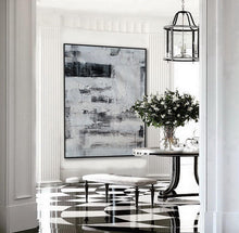 Load image into Gallery viewer, Black and White Oversize Minimalist Acrylic Painting on Canvas Ap100