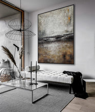 Load image into Gallery viewer, Vertical Neutral Color Textured Minimal Abstract Painting Ap068