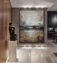 Load image into Gallery viewer, Vertical Neutral Color Textured Minimal Abstract Painting Ap068