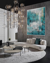 Load image into Gallery viewer, Turquoise Teal Color Abstract Acrylic Painting On Canvas Ap101