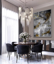 Load image into Gallery viewer, Glod Leaf Abstract Art Black GrayTextured Abstract Painting Ap057