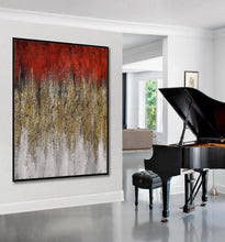 Load image into Gallery viewer, Red Gold Artwork Textured Abstract Painting Canvas Wall Art Ap098