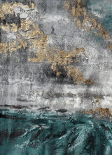 Load image into Gallery viewer, Green Gray White Gold Leaf Abstract Painting Giant Wall Decor Ap097