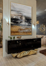 Load image into Gallery viewer, Gray Gold Black Abstract Wall Art Brown Oil Painting on Canvas Ap059