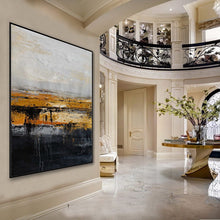 Load image into Gallery viewer, Oversize Minimalist Thick Acrylic Painting Gold Black White Painting Ap058