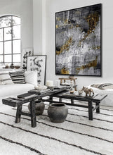 Load image into Gallery viewer, Glod Leaf Abstract Art Black GrayTextured Abstract Painting Ap057