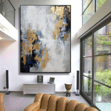 Load image into Gallery viewer, Gold And Gray Wall Art Decor Gray Abstract Art Painting Oversize Wall Art