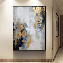 Load image into Gallery viewer, Gold And Gray Wall Art Decor Gray Abstract Art Painting Oversize Wall Art