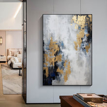 Load image into Gallery viewer, Gold And Gray Wall Art Decor Gray Abstract Art Painting Oversize Wall Art