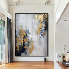 Load image into Gallery viewer, Gold And Gray Wall Art Decor Gray Abstract Art Painting Oversize Wall Art
