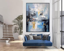 Load image into Gallery viewer, Extra Large Wall Art Blue Abstrat Painting Modern Wall Art For Living Room