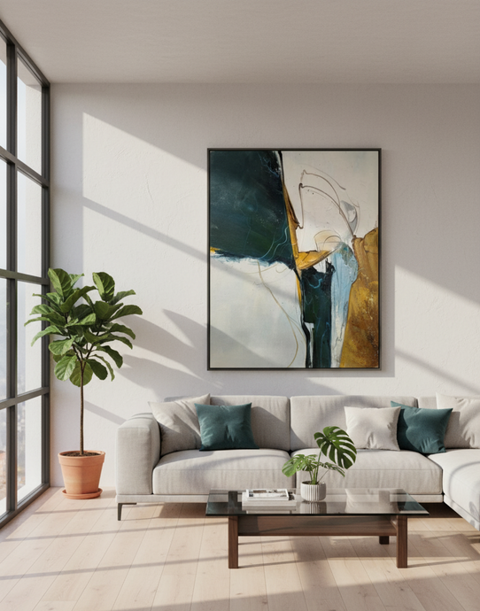 The Timeless Allure of "Abstract Canvas Art Beige Green Painting Bp076": A Masterpiece of Serenity and Expression