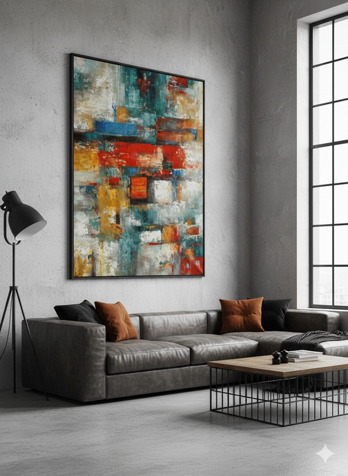 The Vibrant World of "Red Blue Colorful Texture Modern Contemporary Abstract Painting Wp039"
