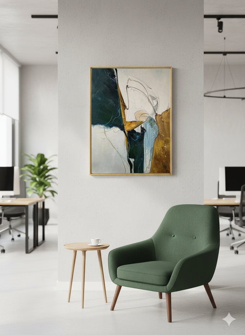 The Timeless Elegance of "Abstract Beige Green Painting Bp076": A Fusion of Serenity and Modernity in Interior Design