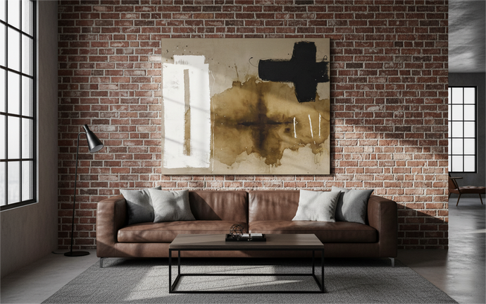Elevate Your Interiors: 4 Distinct Hanging Techniques for Brown & Black Abstract Acrylic Art for Minimalist Study Rooms LargeART1675