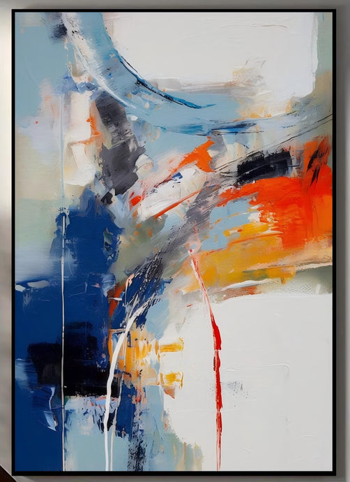 Appreciation of the Blue White Red Palette Knife Abstract Painting: A Textured Masterpiece of Color, Form, and Emotion