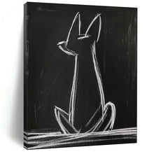 Load image into Gallery viewer, Minimalist Chalk - Drawn Cat Abstract, Perfect for Modern Kids’ Room &amp; Art - Lovers’ Hallway LargeART2027
