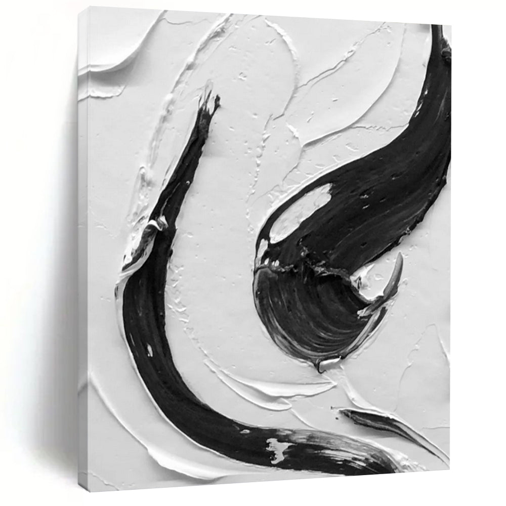“Dynamic Black Strokes” – Jagged black impasto on white, varied textures DTP377