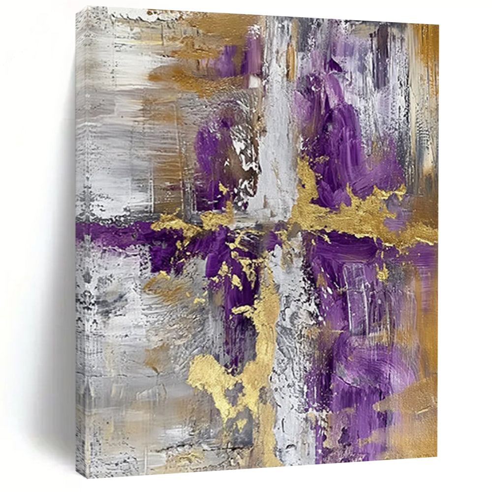 “Cross of Purple and Gold” – Symbolic Abstract with Rich Color Combina ...