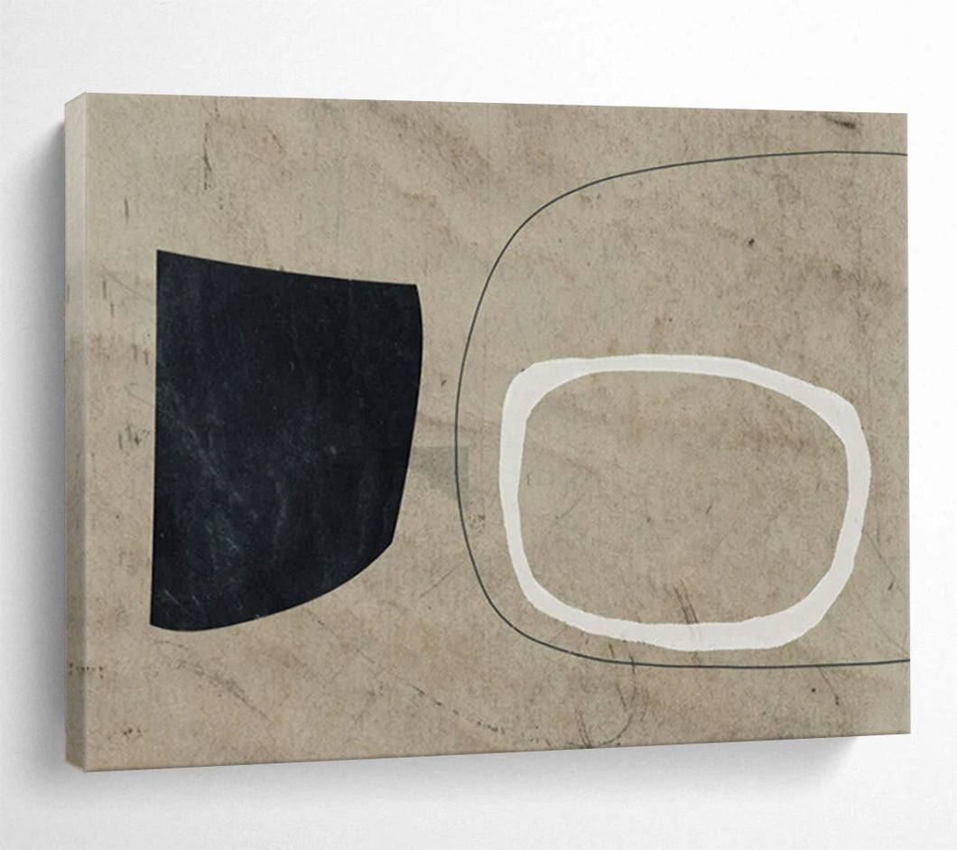 Hand - painted Extensive Minimalist Black and White Shapes Acrylic Art for Artistic Living Spaces LargeART1789